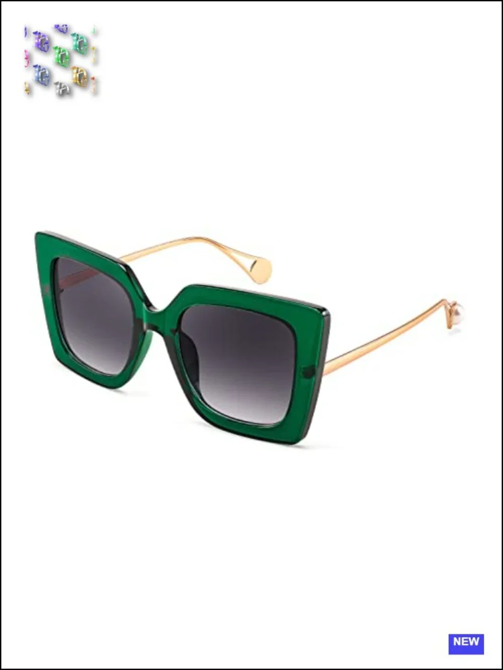 Oversized Square Sunglasses for Women Cat Eye UV400 Protection Pearl Inlay Frame